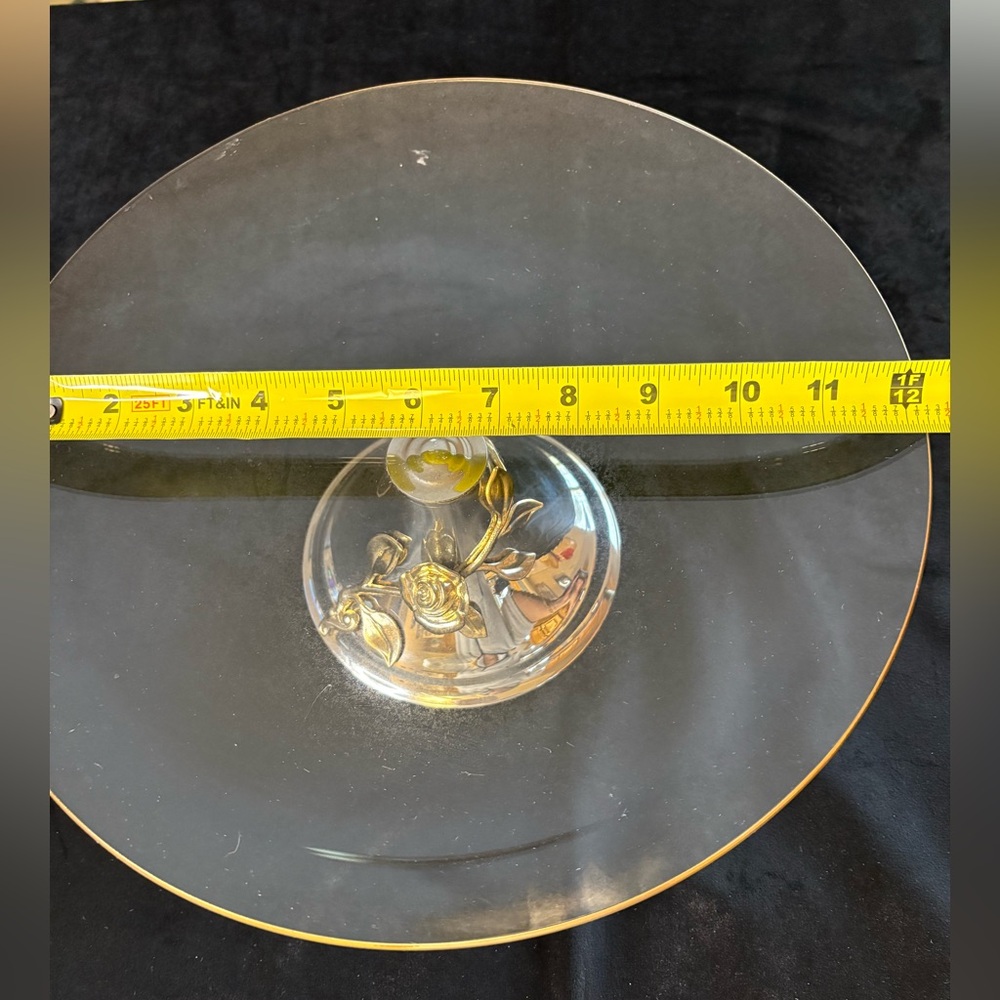 🔥🔥🔥Vintage Oneida 24K Gold Electroplate Crystal Cake Plater - Picture 7 of 8